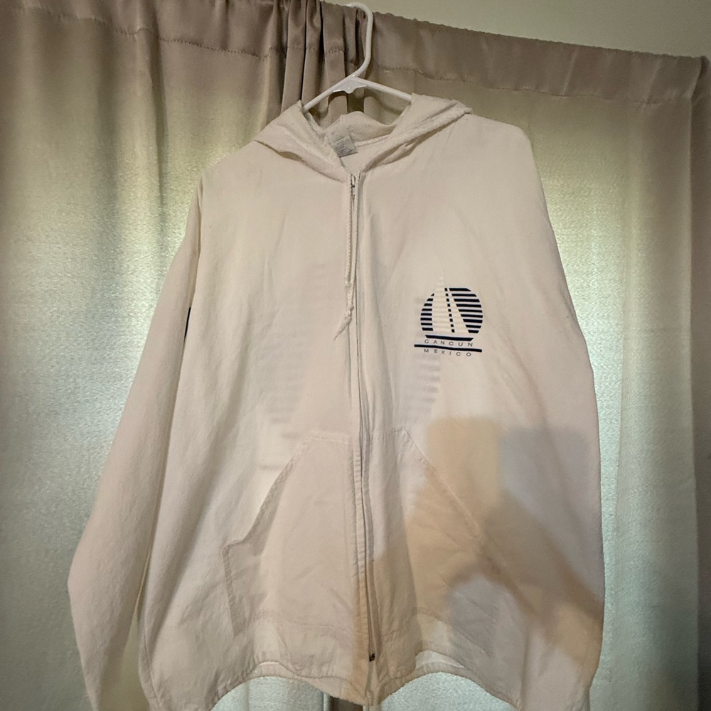 White Zip-Up Hoodie with Nautical Logo